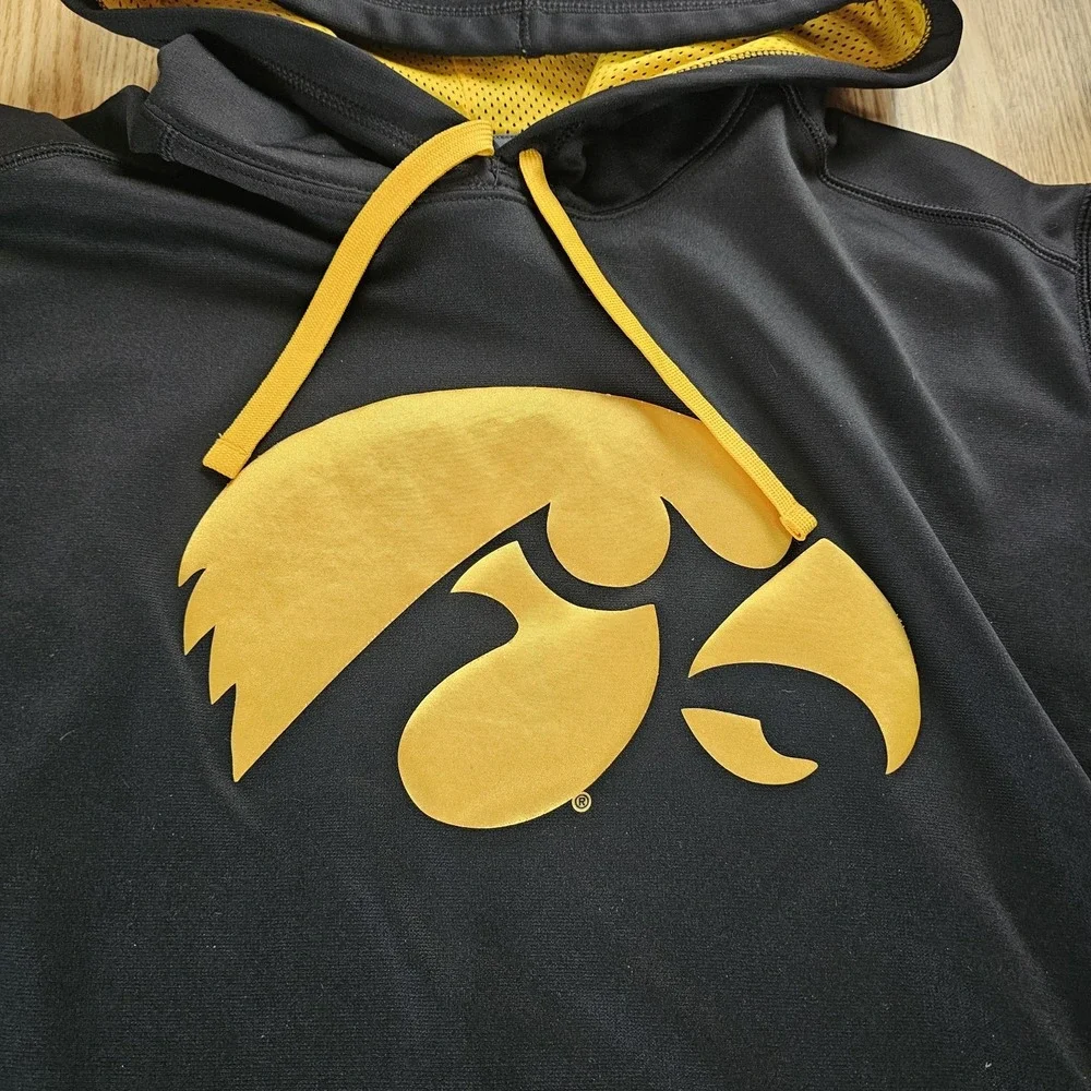 Nike Iowa Hawkeyes Hoodie Mens Large Black Therma-Fit ‎ Football NCAA College